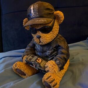 Nascar Dale Earnhardt Bear Figurine - Black, Brown